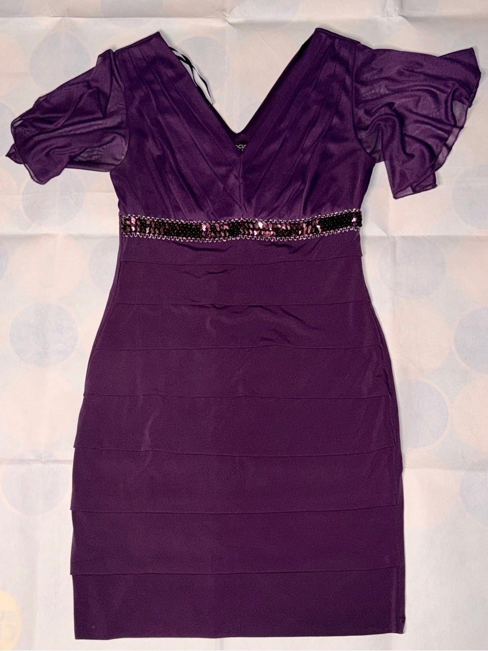 Enfocus Studio Purple V-Neck Sequin Band Dress